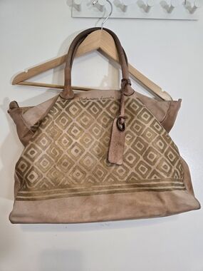 Caterina Lucchi Italian Leather Tote - Geometric & Floral Gold Detail